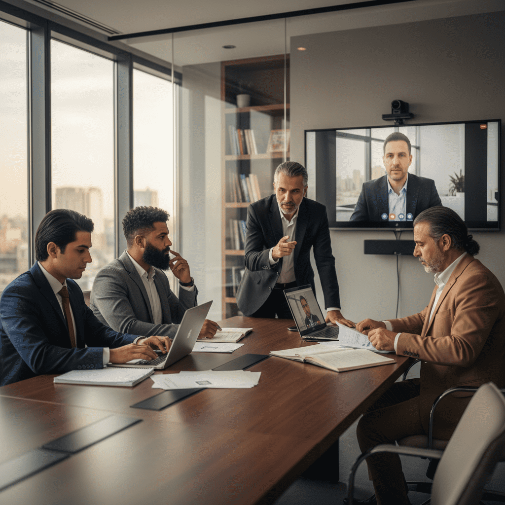  محترفون عراقيون يدرسون الماجستير الدولي عبر جيت أكاديمي في مساحة عمل عصرية. 