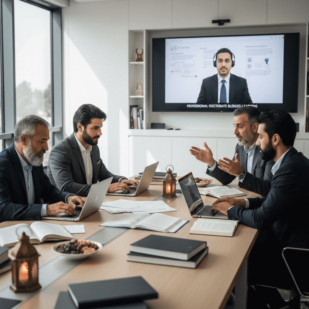  طلاب محترفون يدرسون دكتوراه مهنية مع محاضر أونلاين خلال رمضان 